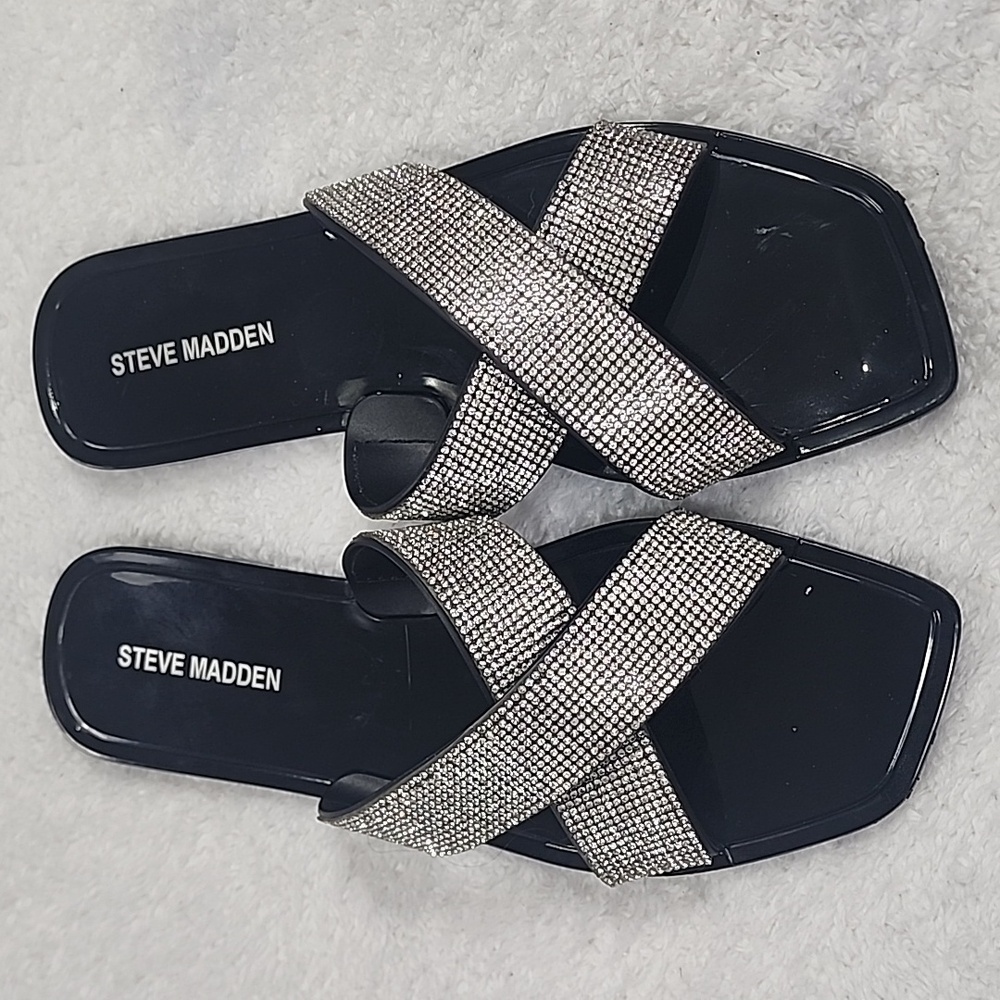 Steve Madden Meh102 Jelly Rhinestone Slide Sandals